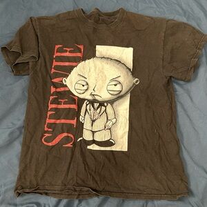 Black Graphic T-Shirt with Cartoon Character